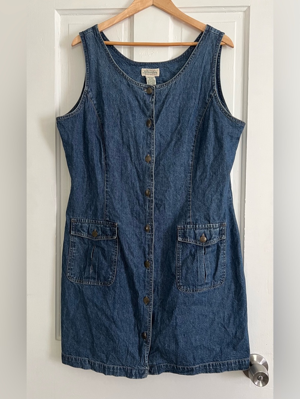 Y2K Vintage Style Denim Dress St John’s Bay 18M Button Front Cottagecore